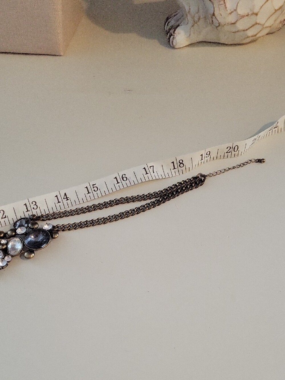 The Limited Antique Gold Floral Crystal Bib Necklace in Gray and Clear - Picture 7 of 11